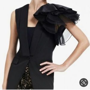 BCBGMAXAZRIA Alexandria ruffle blazer tuxedo vest